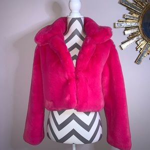 Hot Pink Fur Crop Jacket